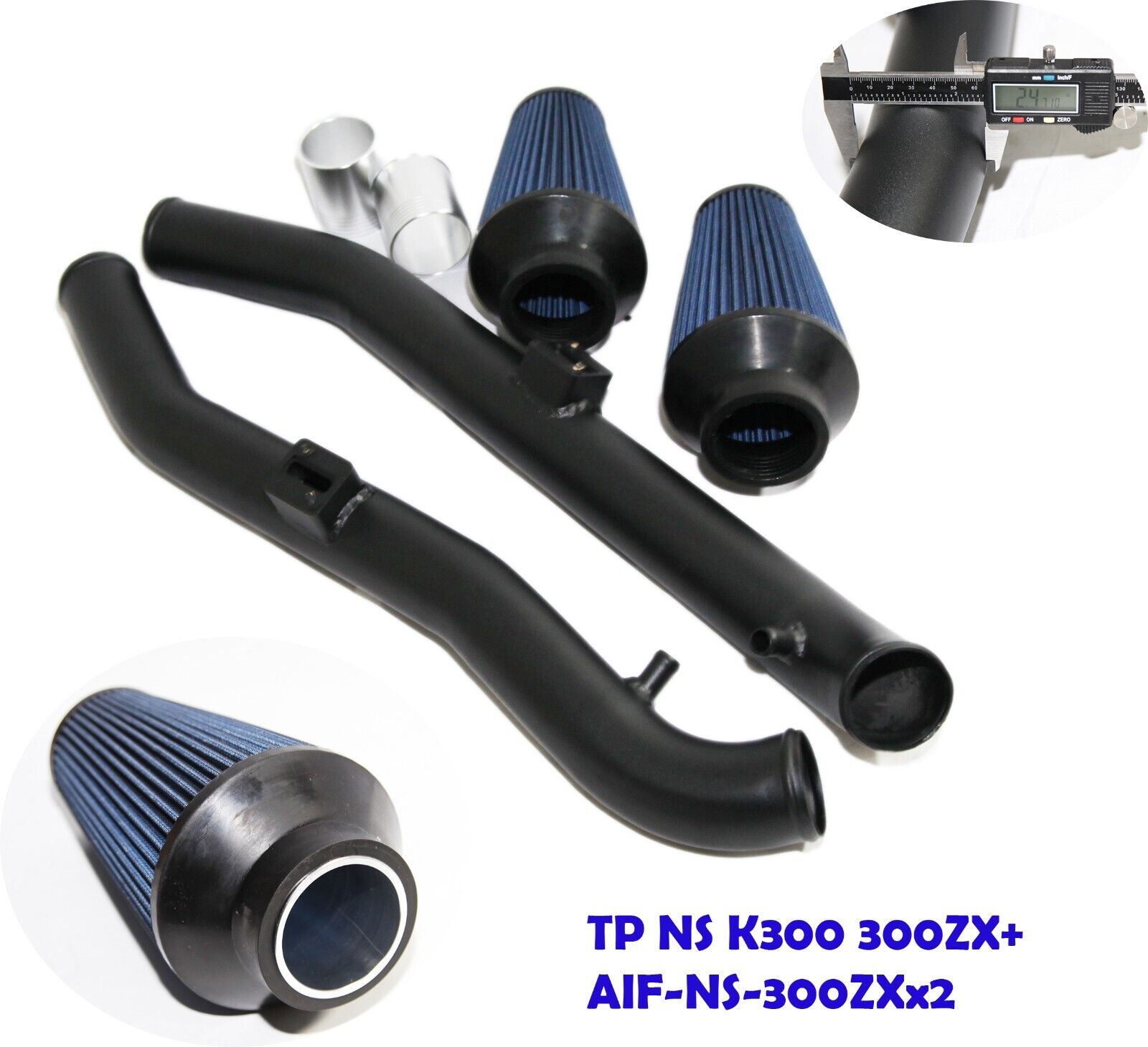 Dual Cold Air Black Intake Kit+Blue Air Filter for 09-20 370Z/09-13 G37  3.7L V6