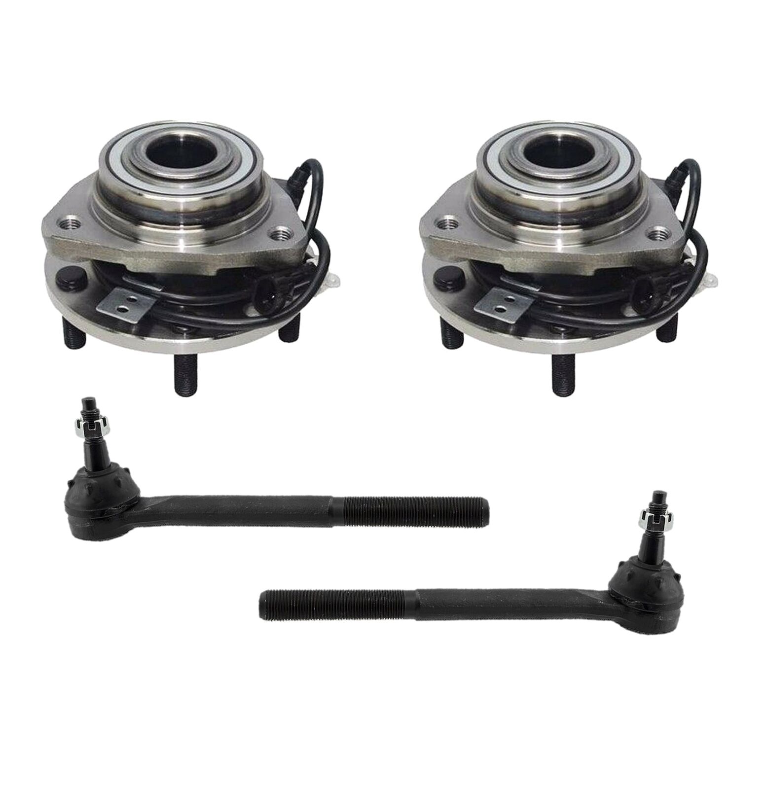 4 Pcs Kit Front Wheel Bearing and Hub Assembly Outer Tie Rod Ends