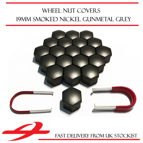 Gunmetal Grey Wheel Bolt Nut Covers 19mm Nut for Opel Admiral [A] 64-68