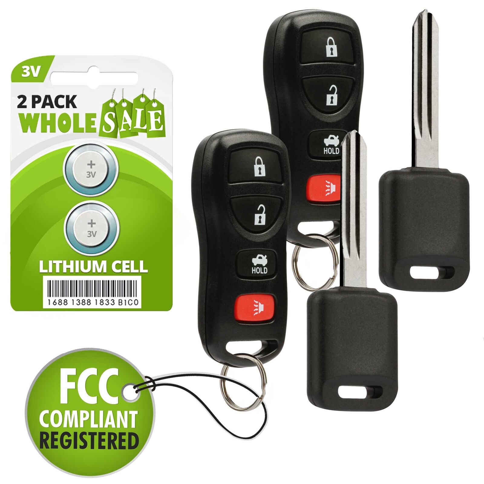 2 Replacement For 2005 2006 Nissan Altima Maxima Key + Fob Remote