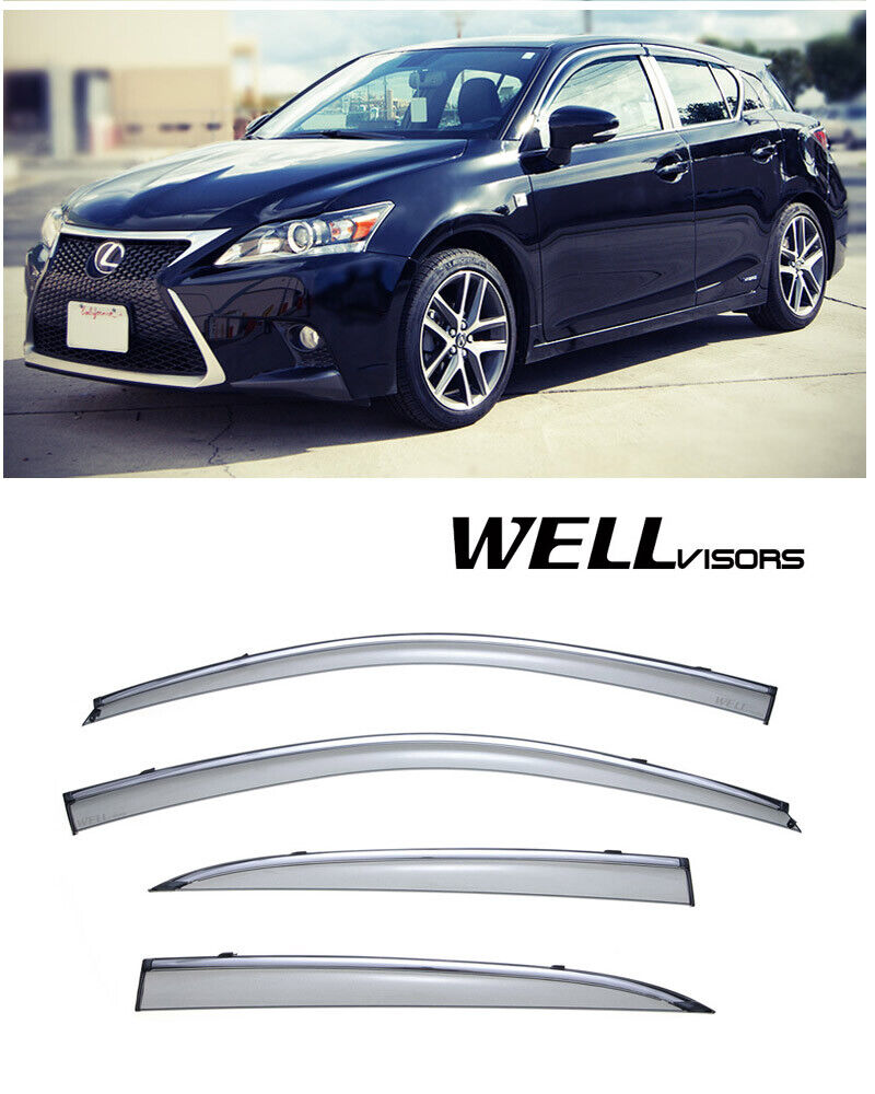 For 11-UP Lexus CT200H WellVisors Side Window Visors W/ Chrome Trim