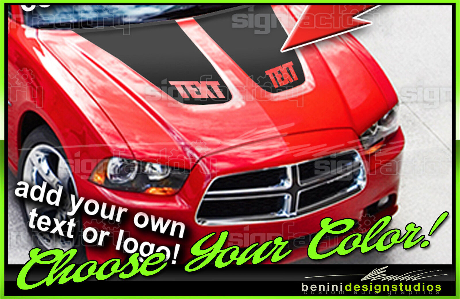 Hood Insert Blackout Stripes - FITS 2011-2014 Dodge Charger RT SXT SE
