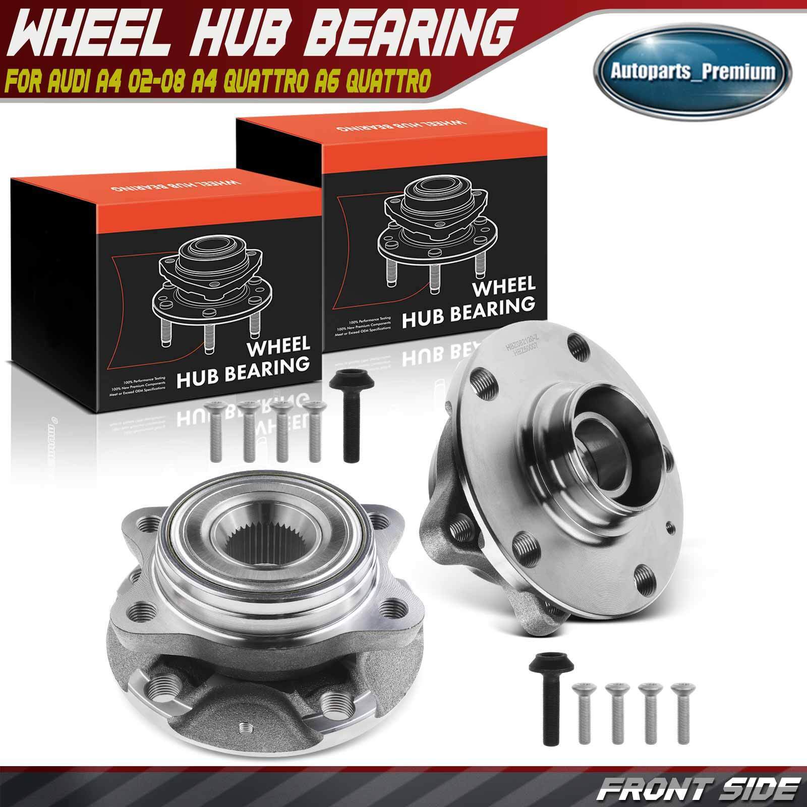 2x Front Wheel Hub Bearing Assembly for Audi A4 2002-2008 A4 Quattro A6 Quattro