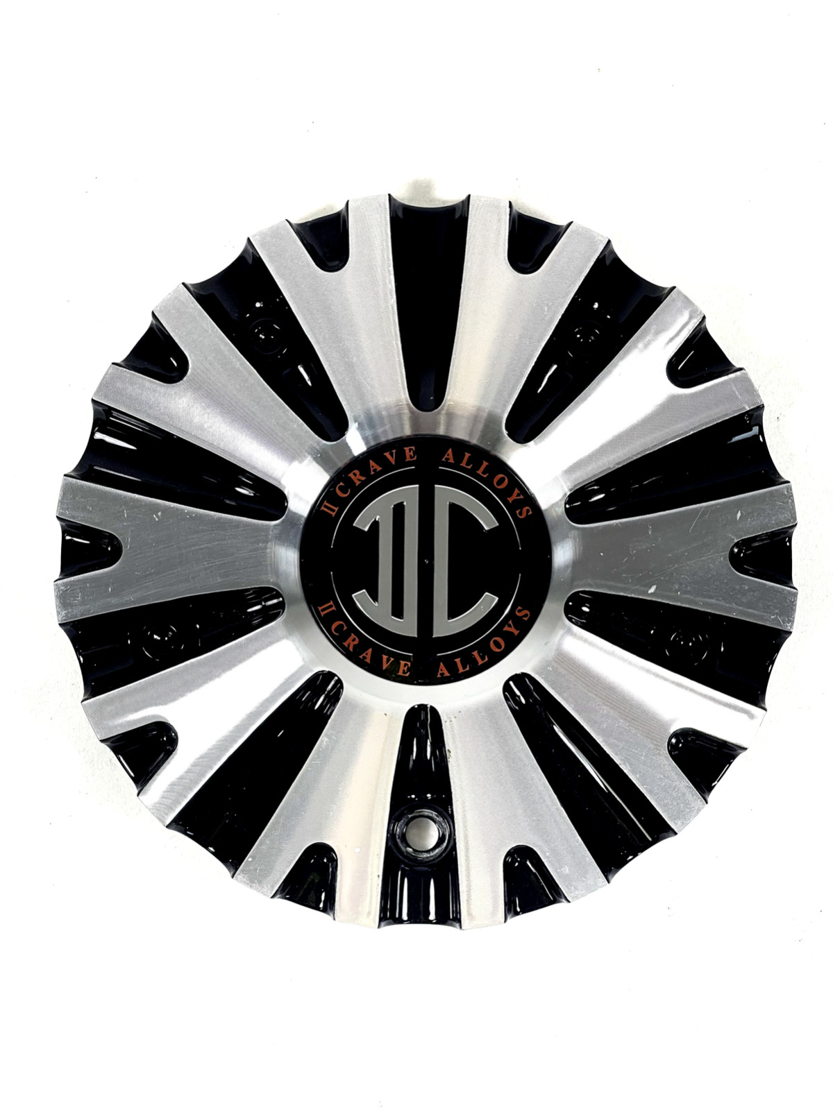 2 Crave Wheels Silver / Gloss Black Wheel Rim Center Cap # 106-CAP-B (1 CAP)