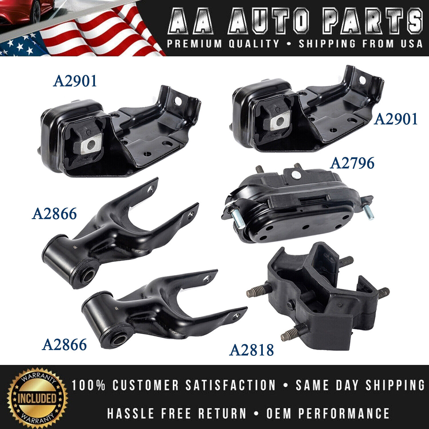6PC Motor Mounts Set for Buick Century V6 3.1L 1997-2005 A2901 A2866 A2796 A2818