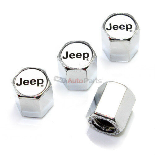 (4) Jeep Silver Logo Chrome ABS Tire/Wheel Stem Air Valve Car Truck Caps Covers