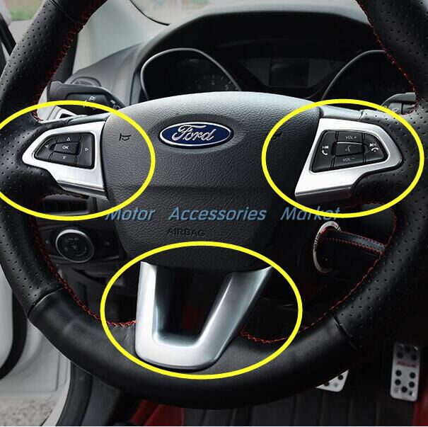 New 3pcs Chrome Steering Wheel Trim For Ford Focus 2015 2016 2017 2018