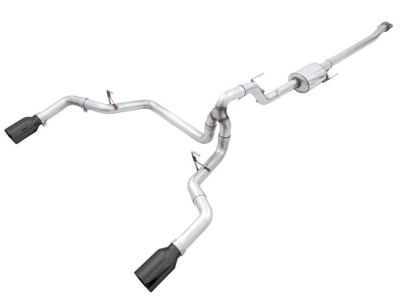 AWE 0FG Dual Split Rear Cat-Back Exhaust- 5in Diamond Black Tips FOR 21+ Ford F1