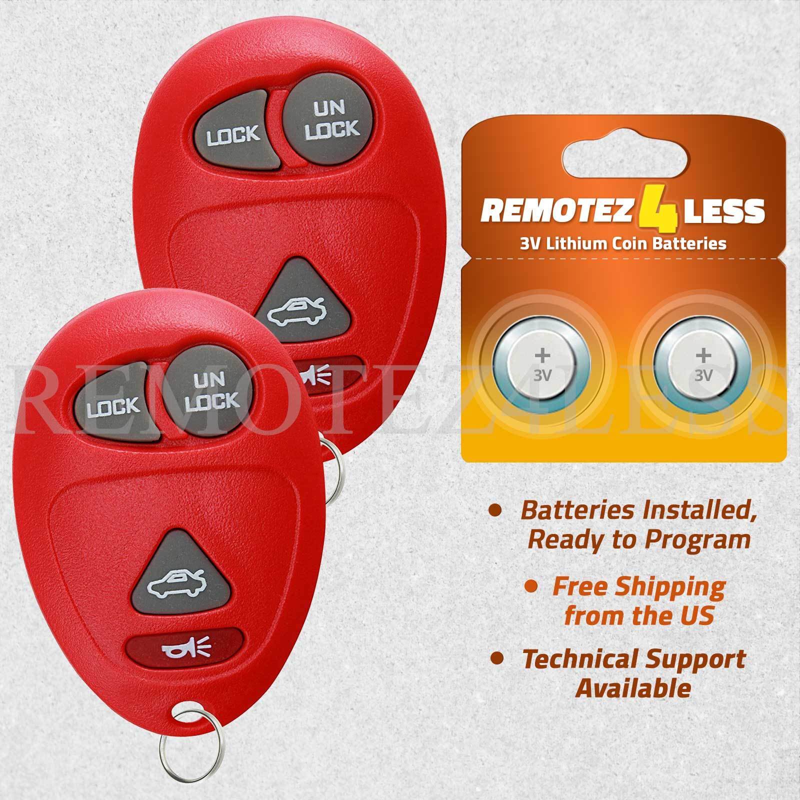 2 for 2002 2003 2004 2005 2006 2007 Buick Rendezvous Keyless Remote Key Fob Red