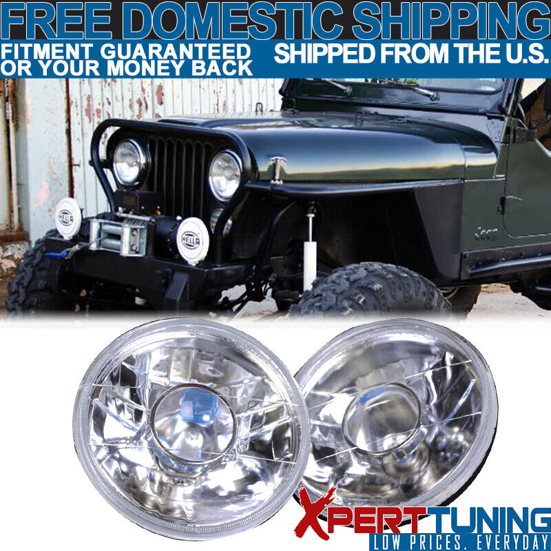 Fit For 7 Inch H6024 Round Projector Headlights Head Lamps With Bulbs Beetle