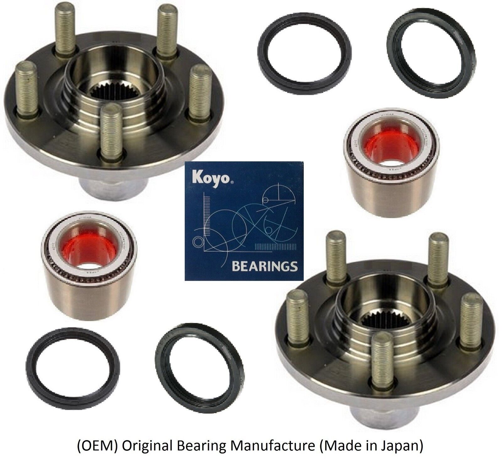 Front Wheel Hub & KOYO (OEM) Bearing &Seals Kit For 2003-2006 SUBARU BAJA (PAIR)