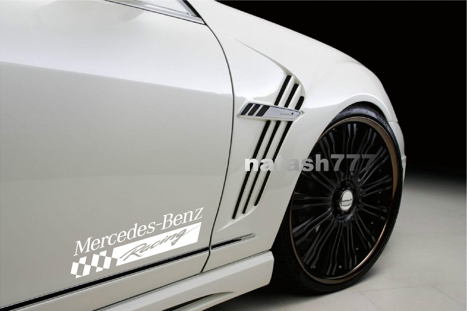2 - Mercedes Benz Racing Sport Vinyl Decal sticker emblem logo WHITE