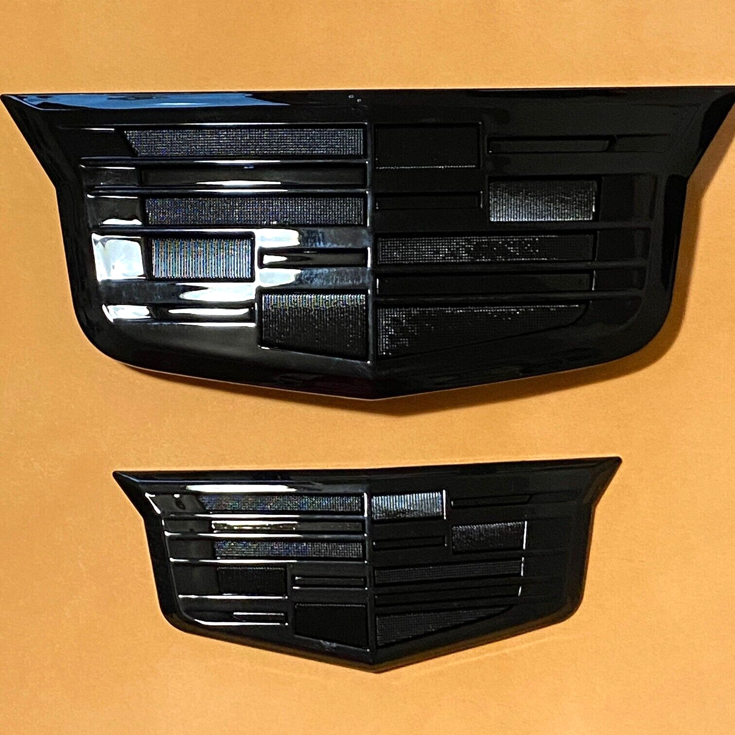 2pcs Black Cadillac Car Front & Rear Trunk Emblem for 2015-2017 CT6 XT5 XTS ATS