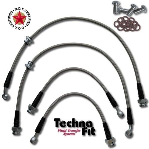 For 95-96 Infiniti G20 FRONT REAR Techna-Fit Stainless Steel Braided Brake Lines