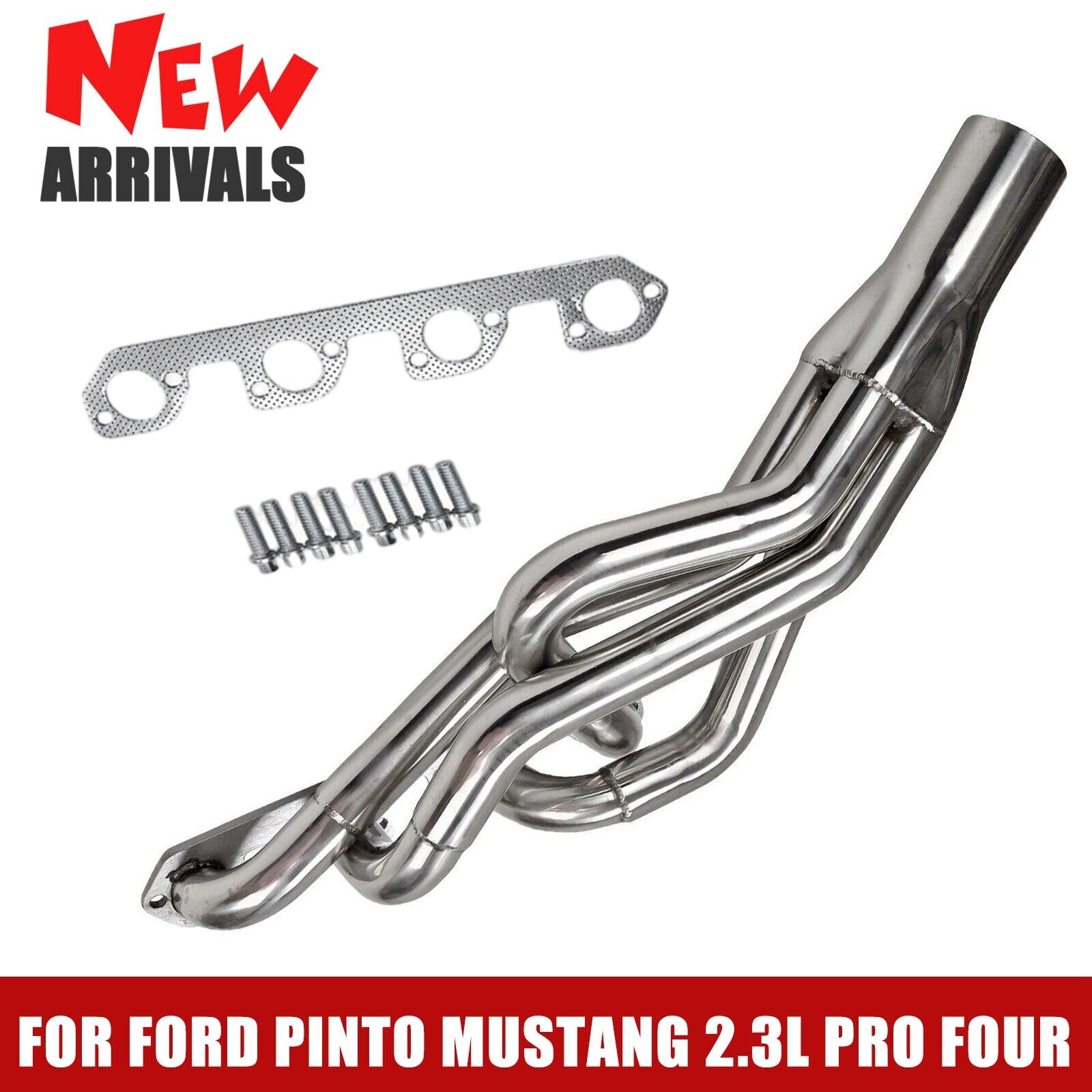 Stainless Steel Manifold Header Fits 74-80 Ford Pinto 82-92 Ranger 2.3L 4Cy PrO