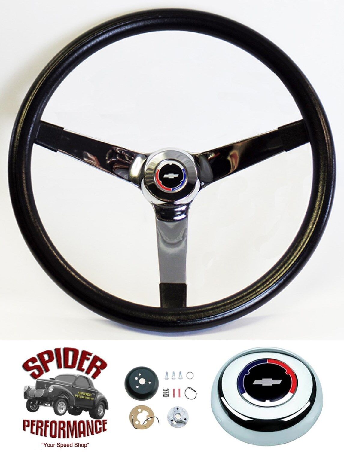 61-63 Biscayne Impala steering wheel Red White Blue Bow 14 3/4