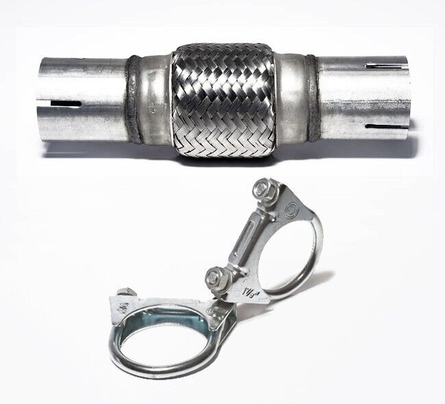 Heavy Exhaust Flex Tube Pipe Stainless Steel Double Braided with 2 Screw Clamps