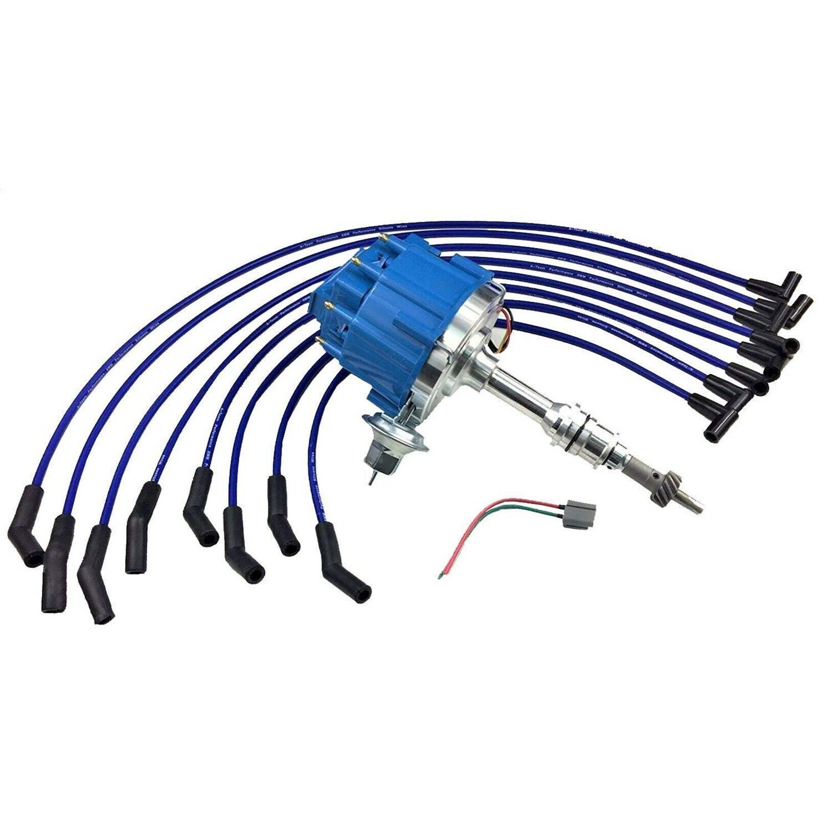 HEI Distributor + 8mm SPARK PLUG WIRES SMALL BOCK FORD SBF 221 260 289 302 BLUE