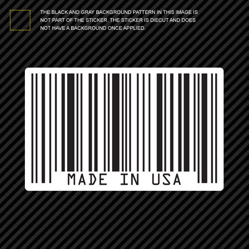 Made In USA Barcode Sticker Die Cut Decal jdm vinyl haters upc america
