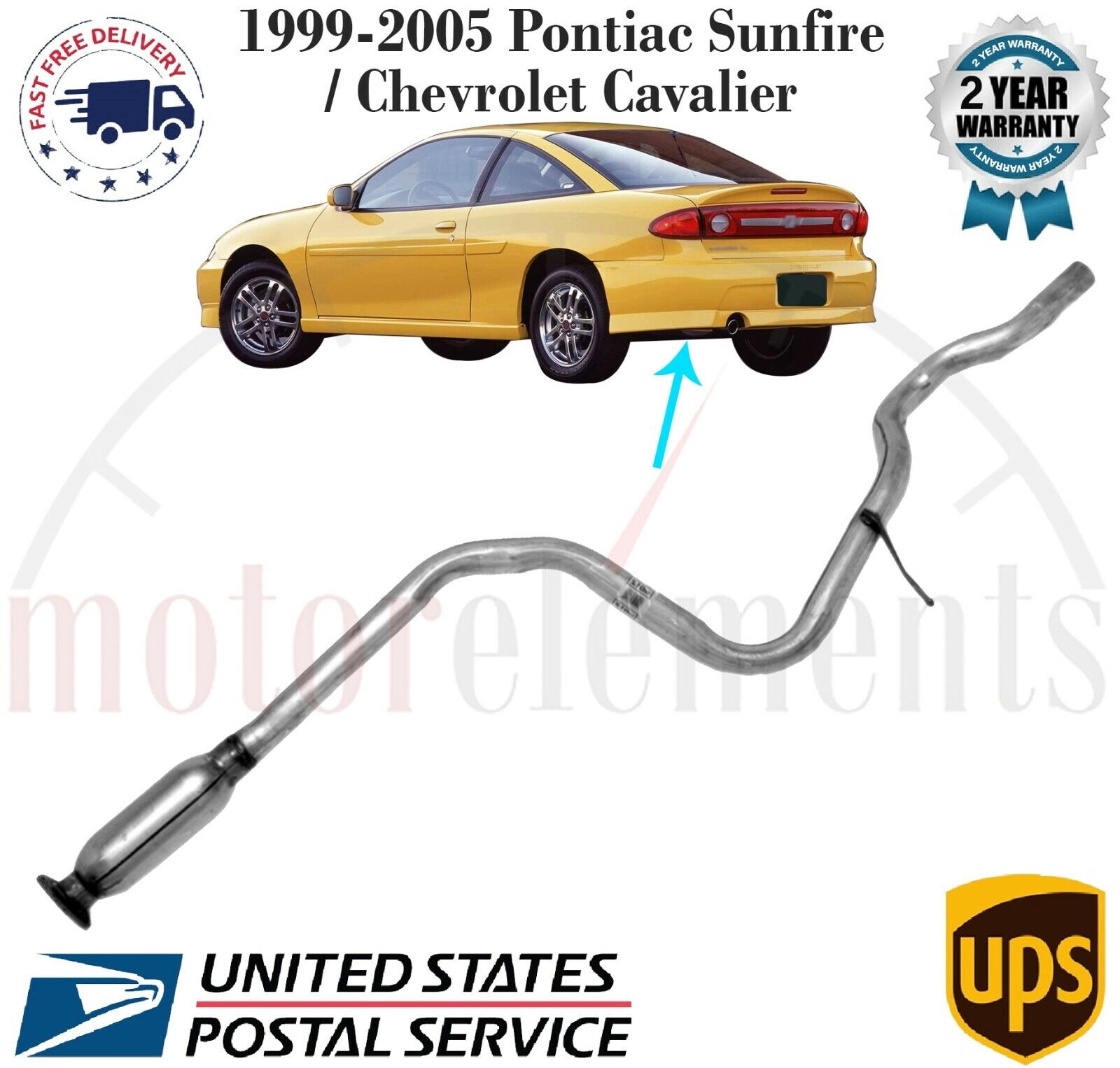 Walker Exhaust Pipe For 1999-2005 Pontiac Sunfire / Chevrolet Cavalier