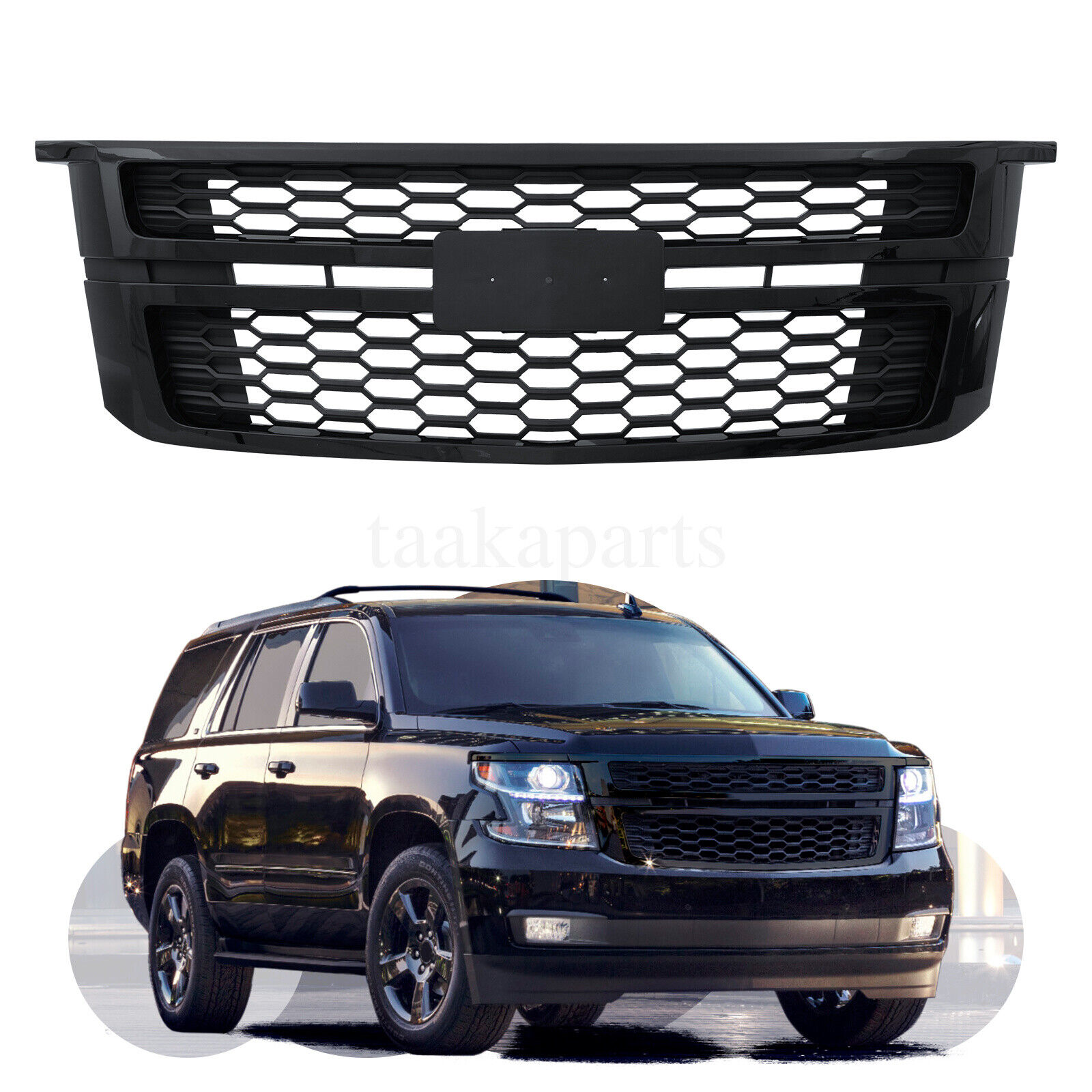 Front Bumper Grille Grill Gloss Black For 2015-2020 Chevrolet Tahoe Suburban