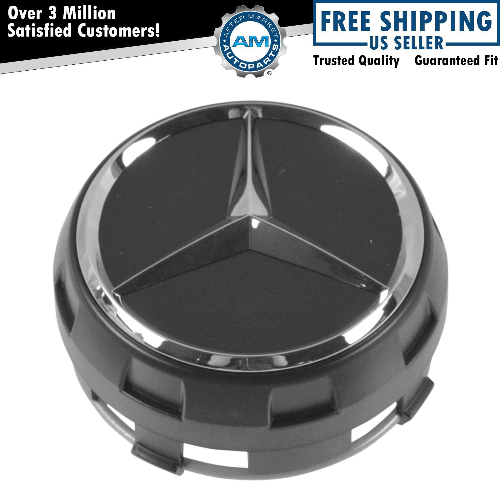 OEM 00040009009283 Raised Chrome & Black Wheel Center Cap for Mercedes Benz