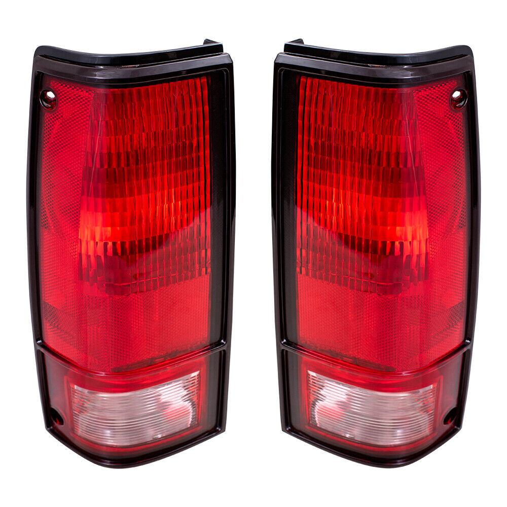 Tail Lights Set fits 82-93 Chevy S10 GMC S15 Pickup Pair Taillamps & Black Bezel