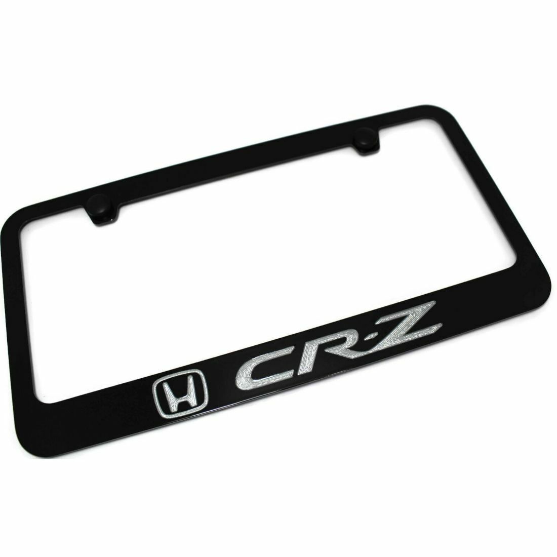 Honda CR-Z CRZ License Plate Frame Number Tag Engraved Black Powder Coated Zinc