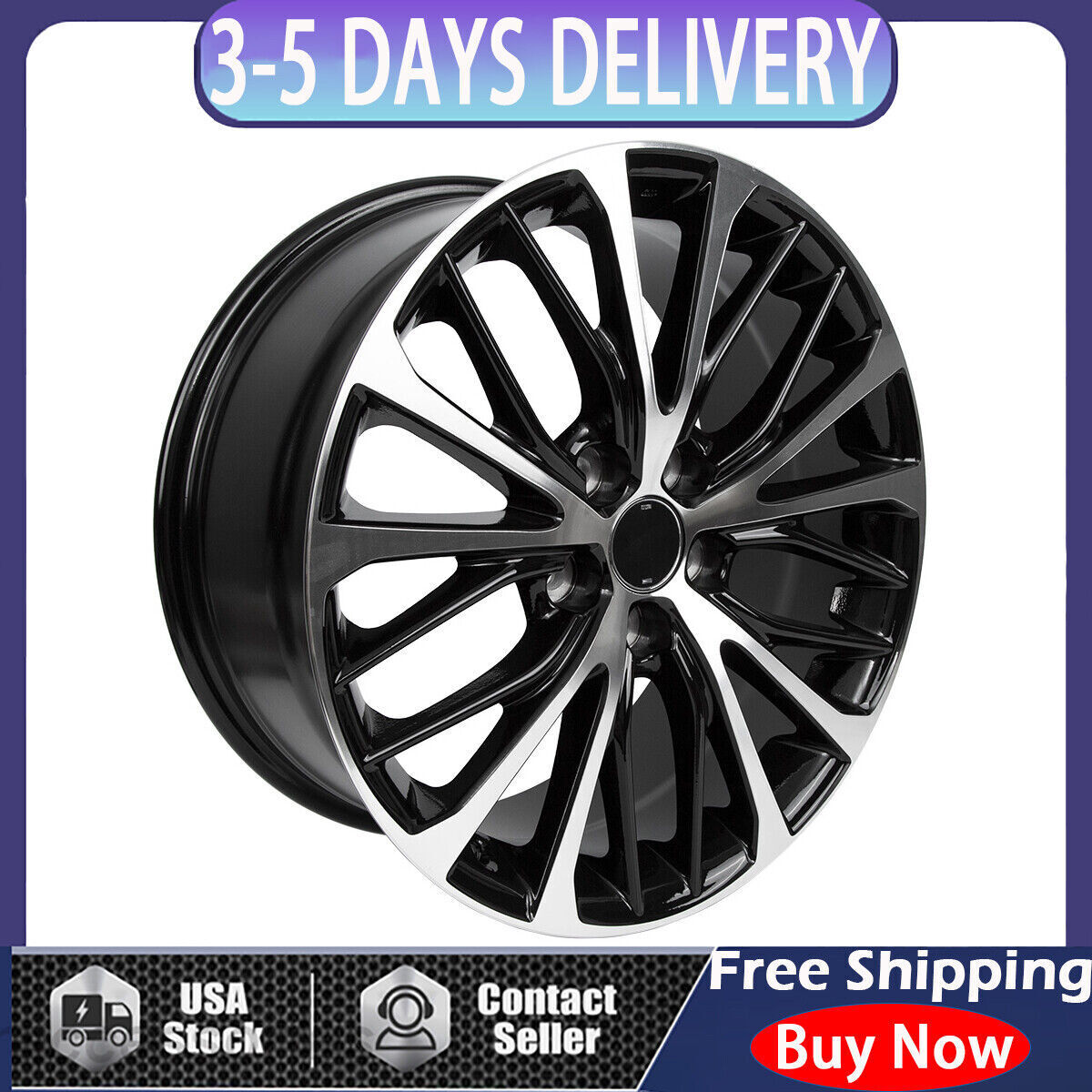 18 x 8'' NEW 18" WHEEL FOR TOYOTA CAMRY SE 18-20 Machined Black OEM QUALITY