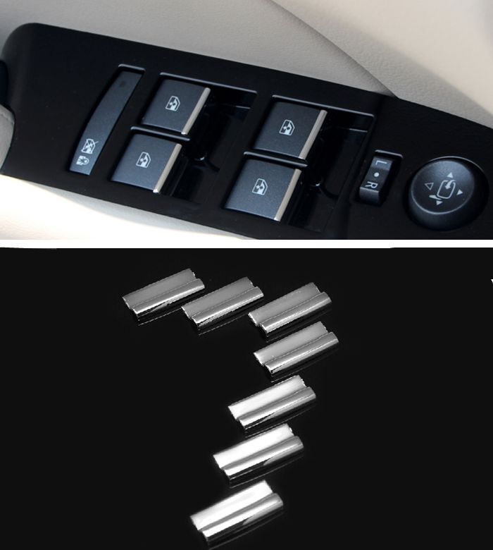 7x Chrome Window Lift Switch Button Sequins Cover Trim for Cadillac ATS XTS SRX
