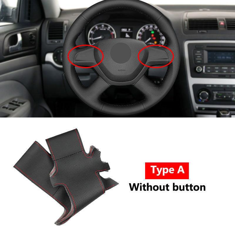 Steering Wheel Sewing Leather Cover For Skoda Octavia Fabia Superb Roomster 2013