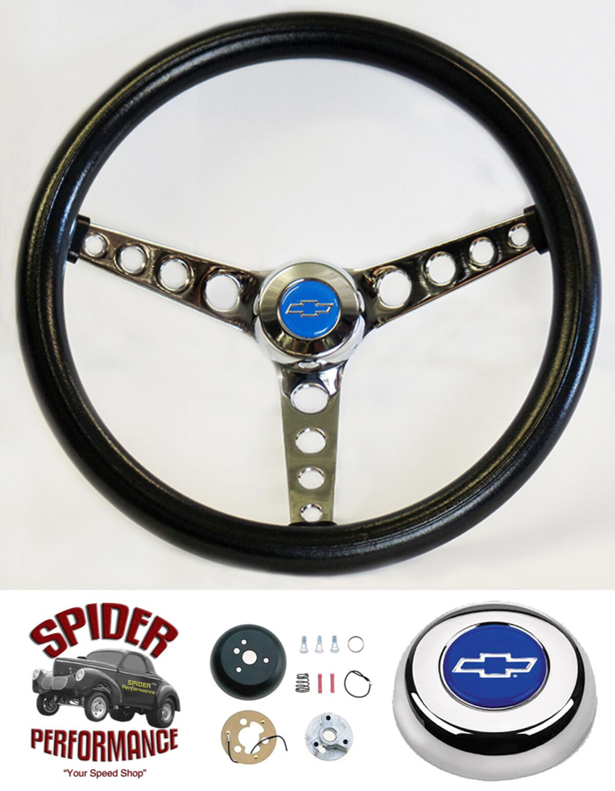 58-63 Impala Biscayne Bel Air steering wheel BLUE BOWTIE 14 1/2\