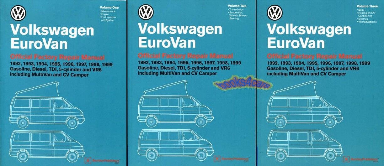 EUROVAN VOLKSWAGEN SHOP MANUAL SERVICE REPAIR BOOK BENTLEY VW WORKSHOP 92-99 SET
