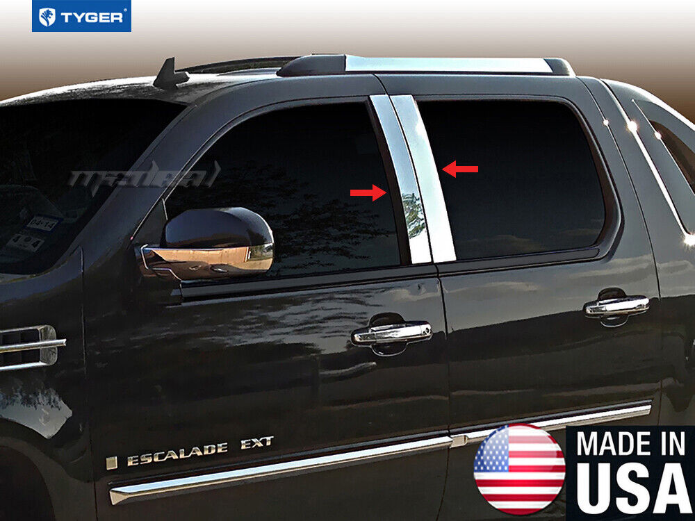 Fits 07-2014 Cadillac Escalade/ESV/EXT SUV 4PC Stainless Accent Pillar Post Trim