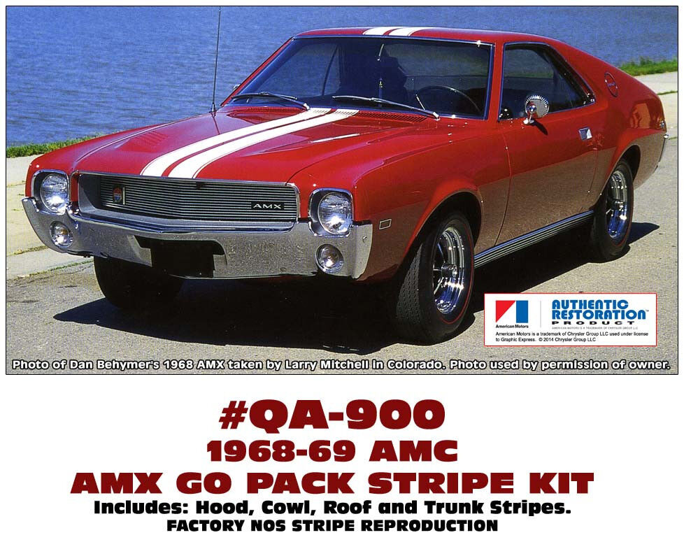 QA-900 1968 1969 AMC - AMERICAN MOTORS - AMX GO-PACK DUAL RACING STRIPES DECAL