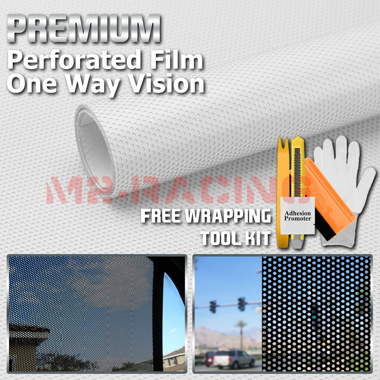 【One Way Vision】 White Perforated Print Media Vinyl Window Sticker Sheet Film