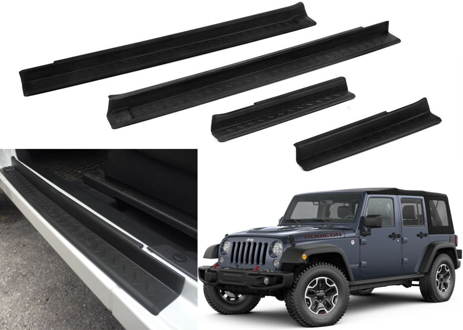 4pc Door Entry Sill Scuff Guards For 2007-2018 Jeep Wrangler New 