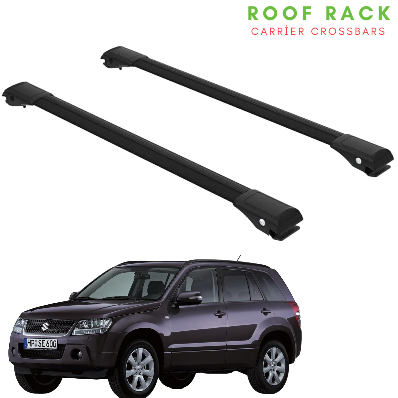 Fits 2000-2015 Suzuki Grand Vitara Flush Roof Racks CrossBars Black Color