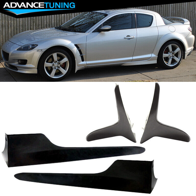 For 04-10 Mazda RX-8 Coupe OE Style Side Skirts Rocker Panel + Front Mud Flaps