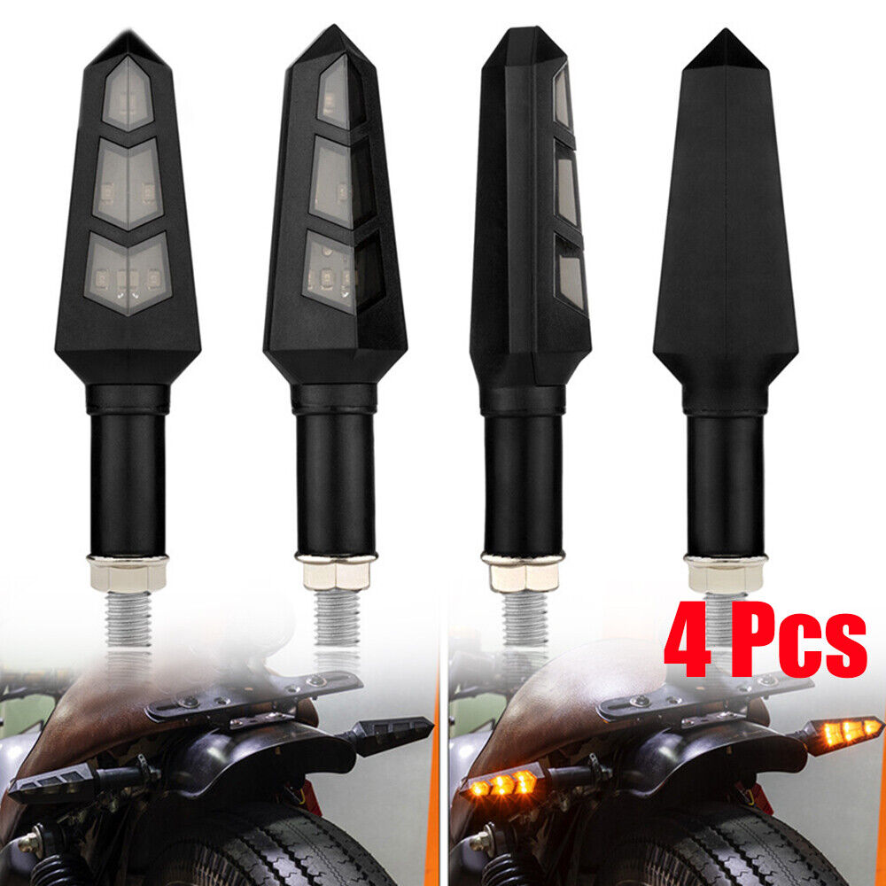 4PCS Universal Motorcycle Bike LEDs Amber Turn Signals Blinker Lights Indicators