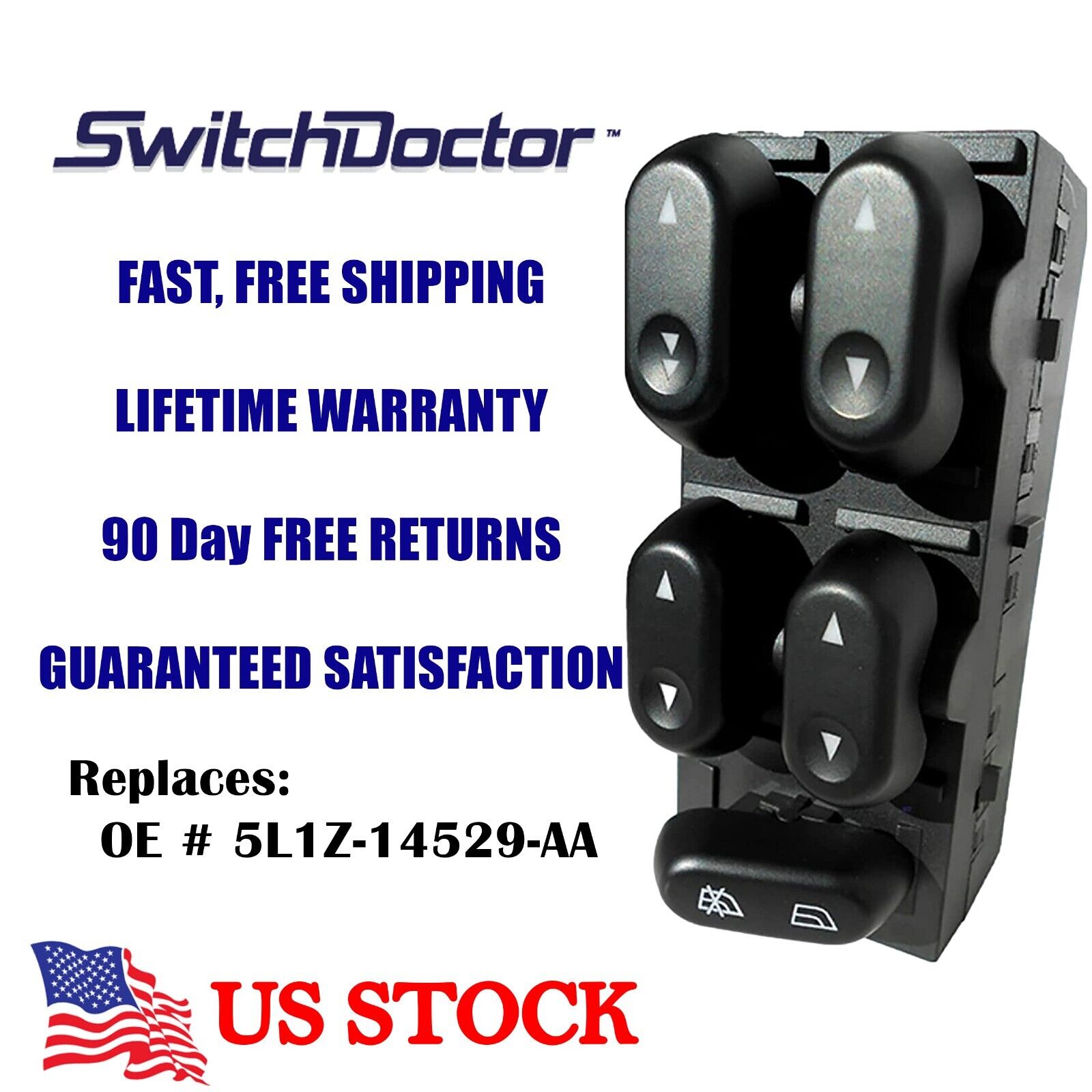 Master Power Window Door Switch for Ford Lincoln Mercury 5L1Z-14529-AA NEW