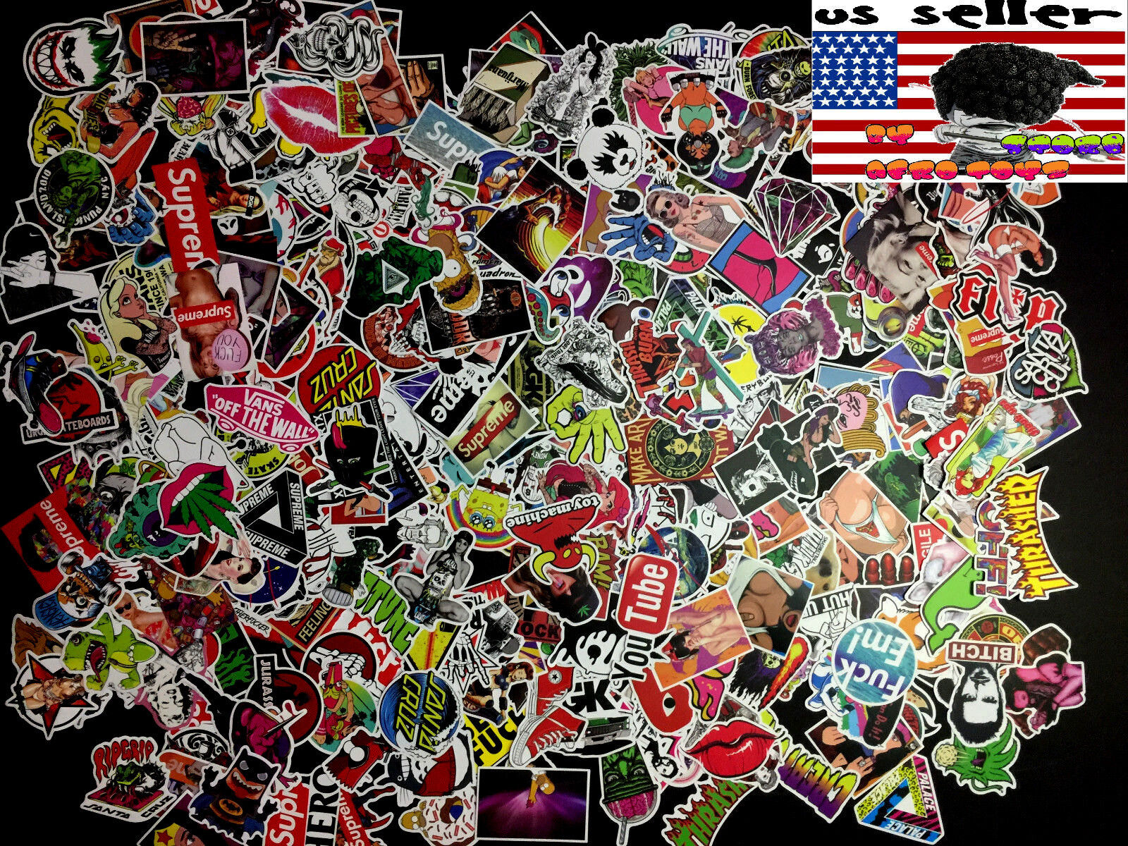 200 New Random Skateboard Stickers bomb Laptop Luggage Decals Dope Sticker Lot