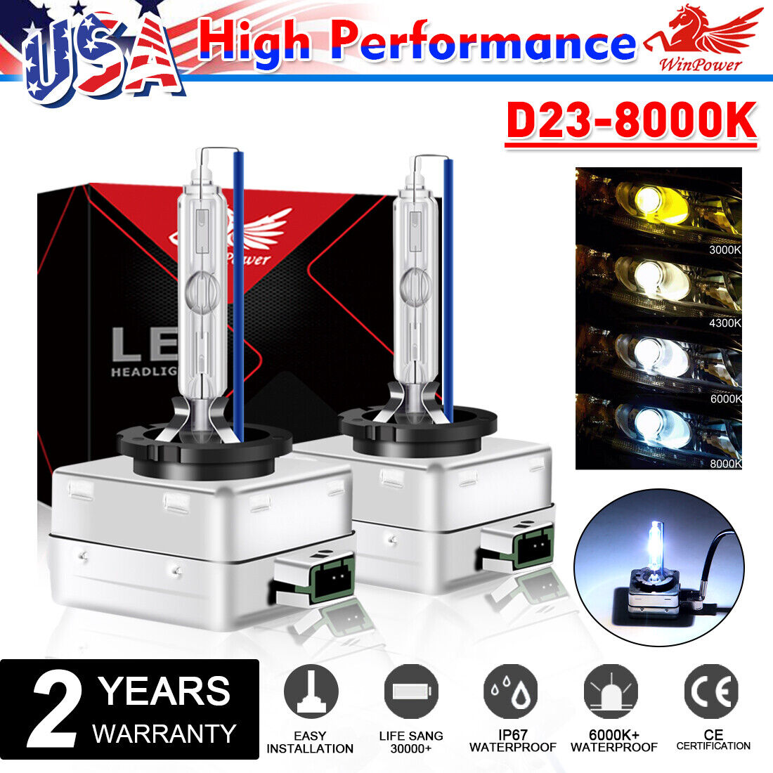 2x D3S 8000K HID Xenon Bulbs Headlight 35W Replace Fit For  Factory Lamps