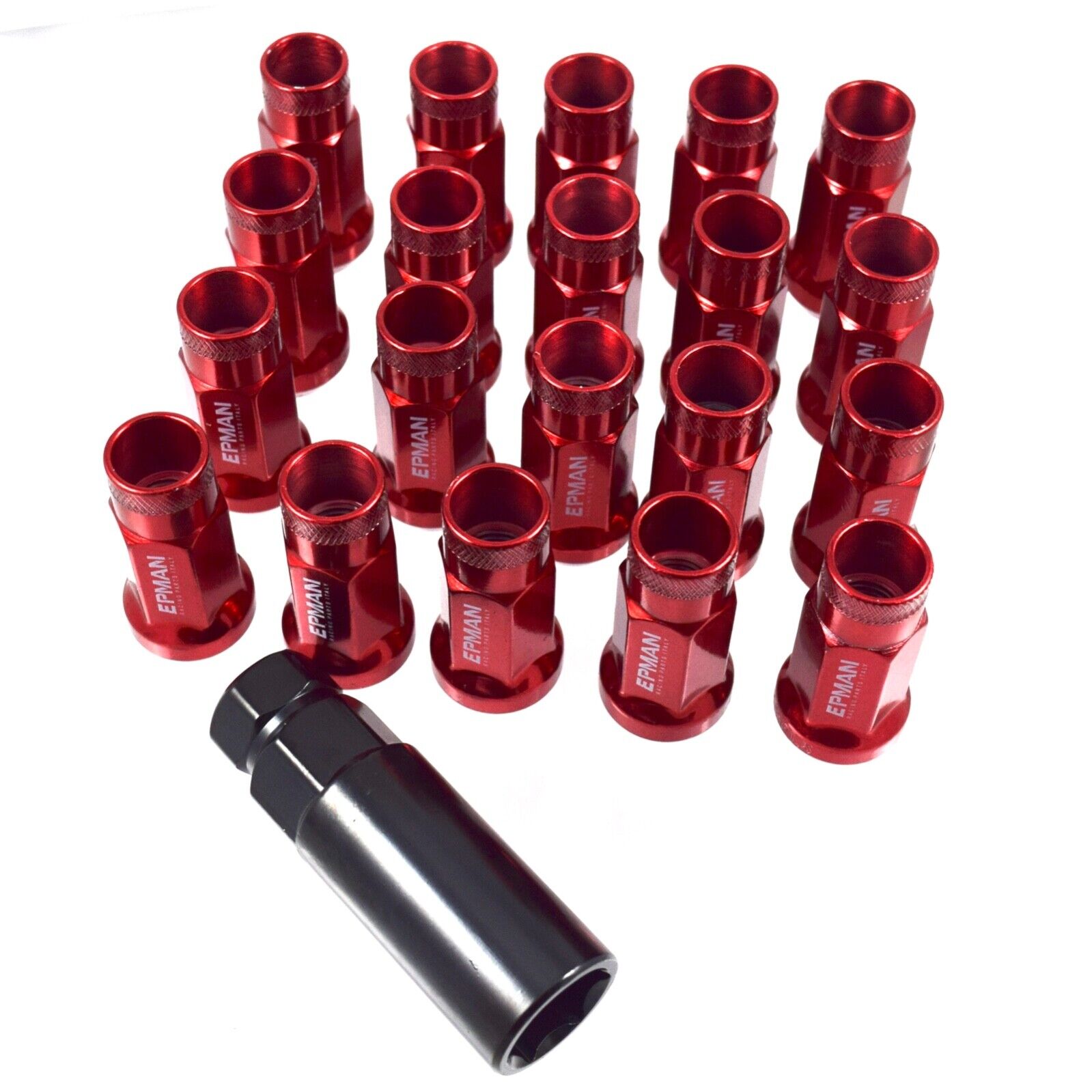 20x Racing M12 X 1.5 Red Cold Forged Steel Open End Light Weight Acorn Lug Nuts