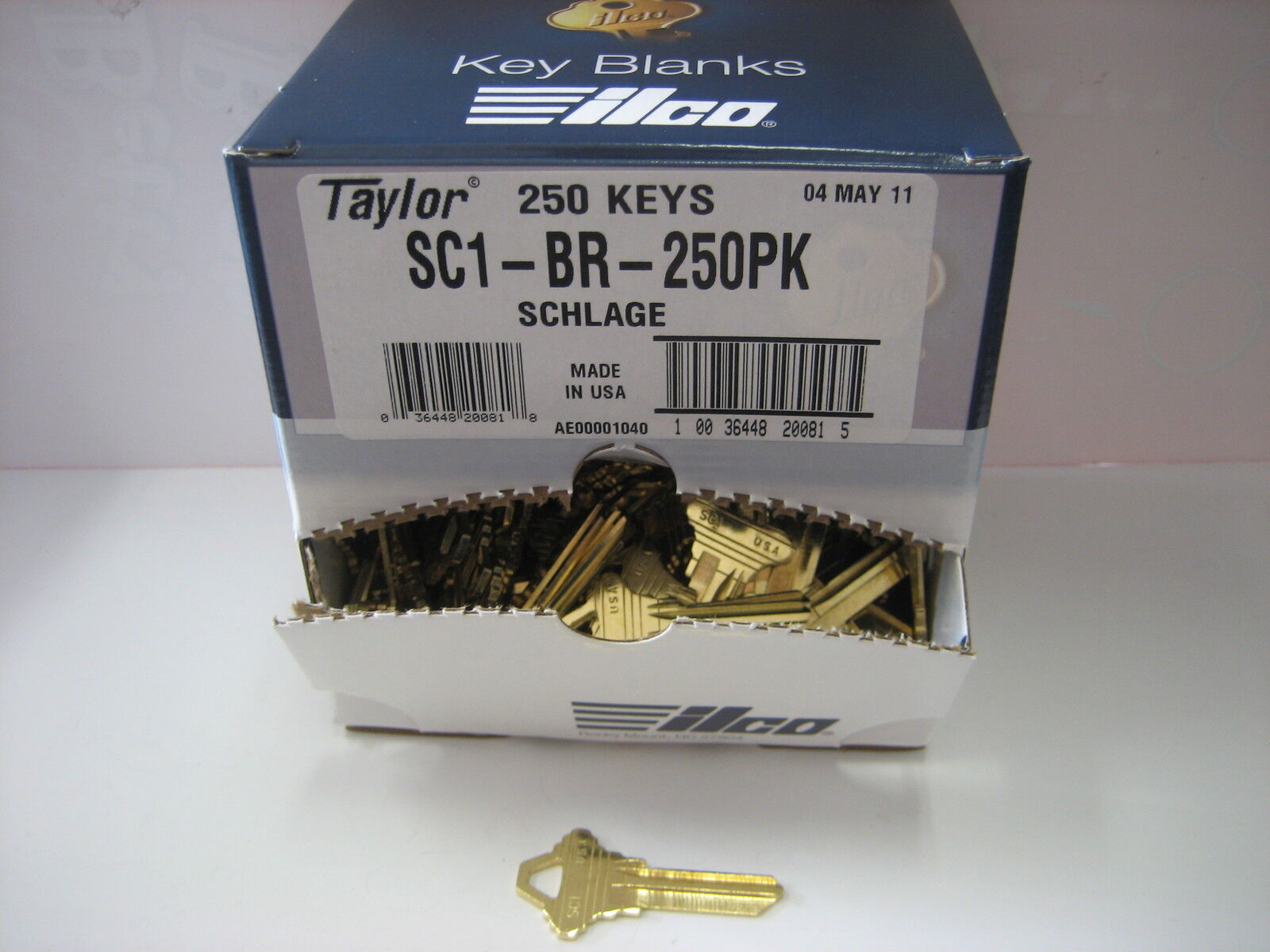 Key Blanks for Locksmith / 250 Schlage SC1  / Brass / Made by Ilco