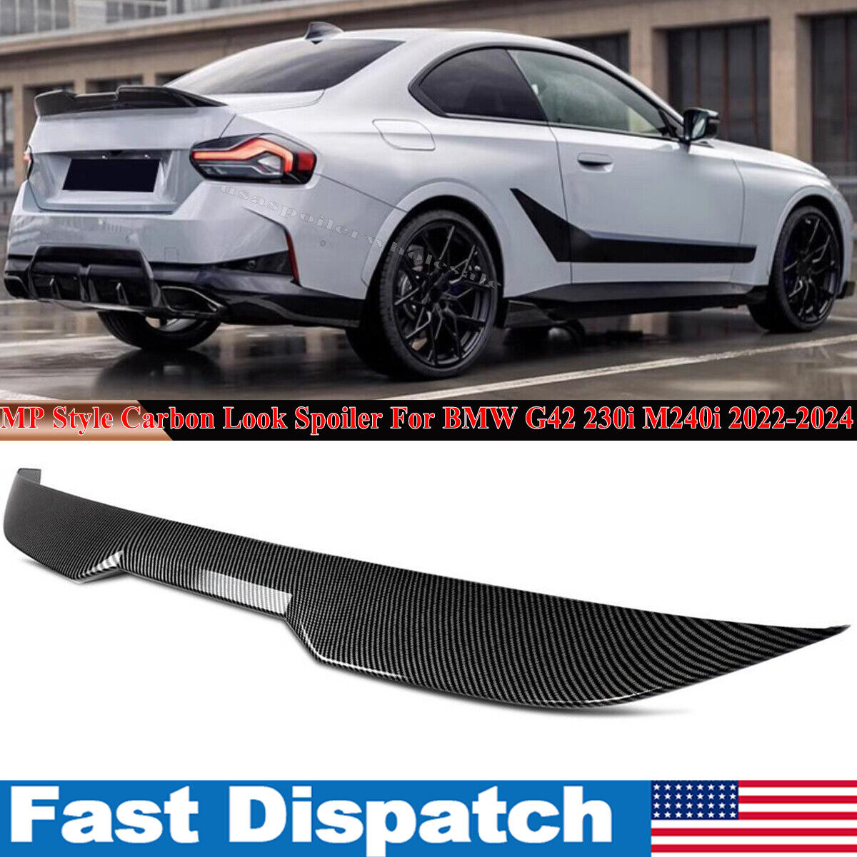 Carbon Look MP Style Rear Trunk Spoiler Wing Lip For BMW G42 230i M240i 2022-24