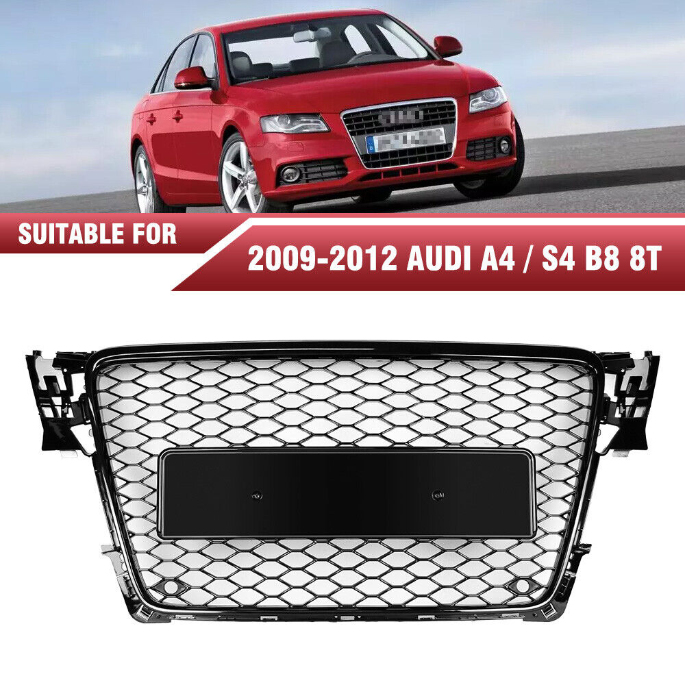 HONEYCOMB SPORT MESH RS4 STYLE HEX GRILLE GRILL BLACK FOR 09-12 AUDI A4/S4 B8 8T