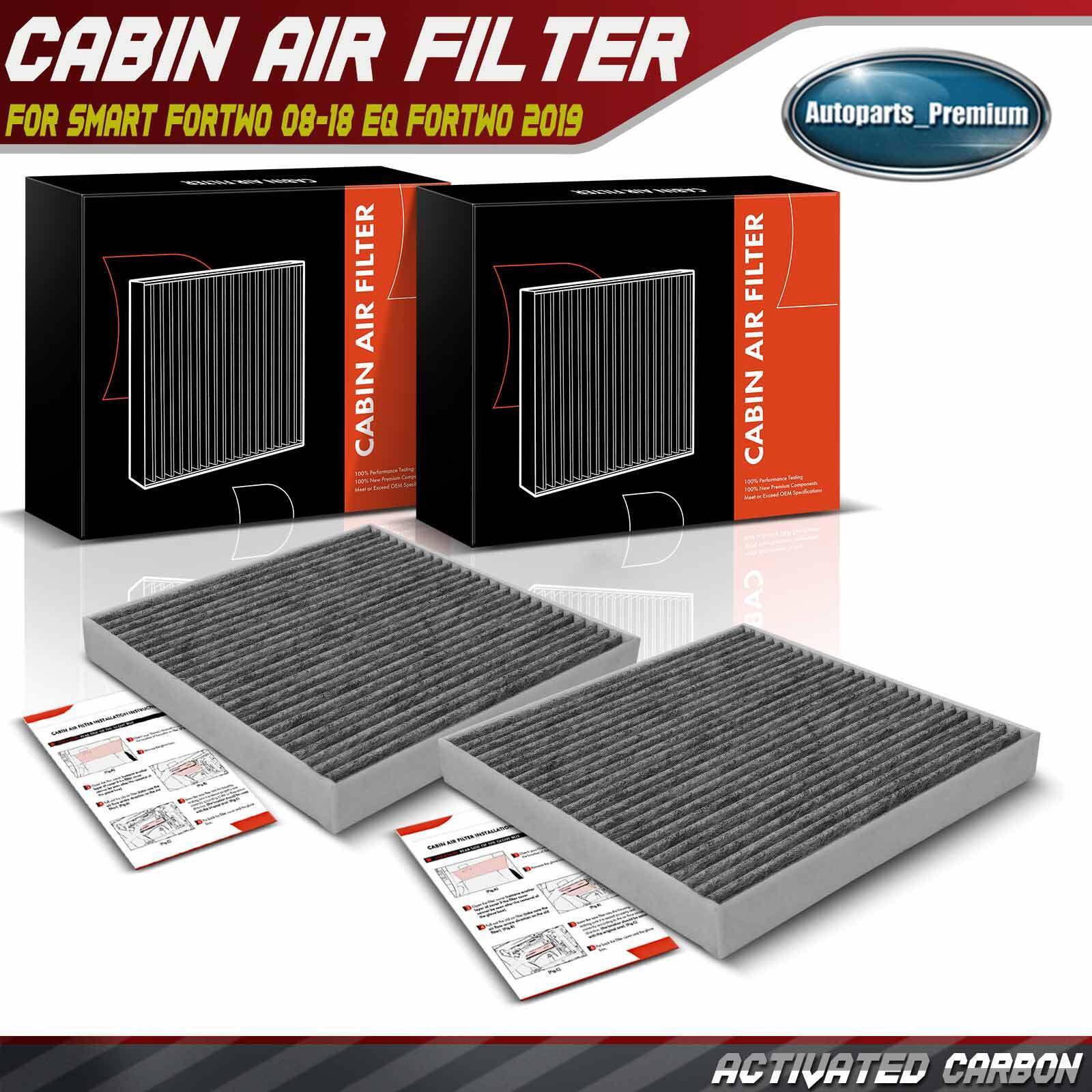 2Pcs Activated Carbon Cabin Air Filter for Smart Fortwo 2008-2018 EQ fortwo 2019
