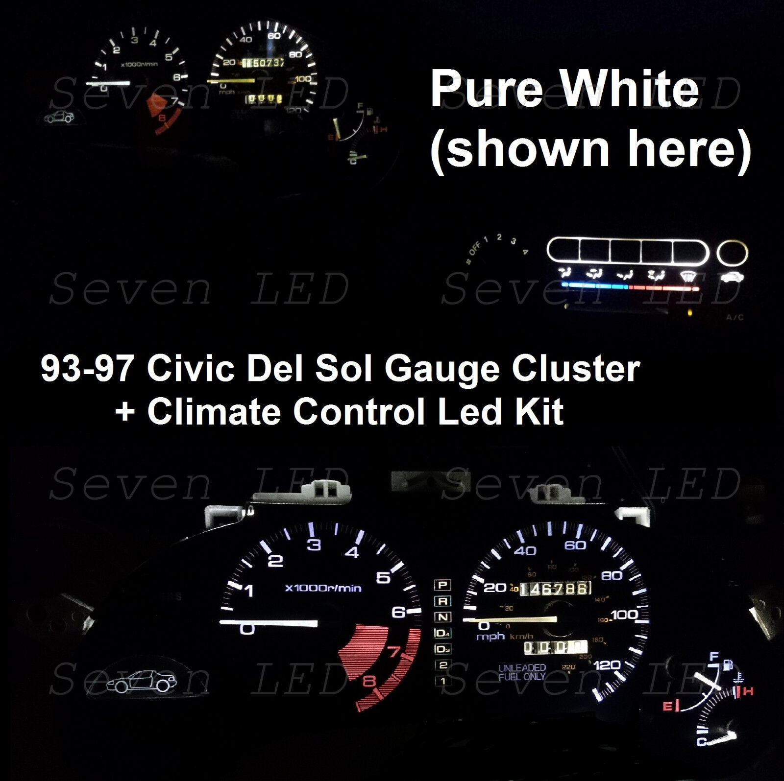Gauge Cluster + Climate control led kit for Honda Civic del sol  93 94 95 96 97