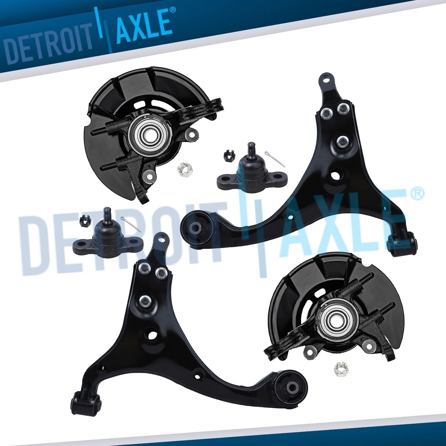 Front Knuckles Hubs Lower Control Arms Ball Joints for 2009-2012 Hyundai Elantra